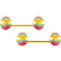 14G 9/16 Gold Tone Red Fancy Easter Chick Barbell Nipple Ring Set