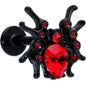 16G 5/16 Red Gem Black Spider Halloween Labret Monroe Tragus
