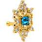 20G 1/4 Clear Blue Gem Gold Tone Royal Heart Nose Bone