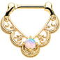16G 5/16 White Synth Opal Gold Tone Lacy Love Cartilage Clicker