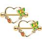 14G 9/16 Clear CZ Gem Gold Tone Butterfly Heart Nipple Shield Set