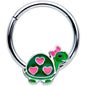 16G 3/8 Hearts Bow Pink Green Pretty Turtle Hinged Segment Ring