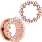 Clear Gem Rose Gold Tone White Leaves Screw Fit Tunnel Plug Set