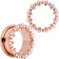 Clear Gem Rose Gold Tone White Leaves Screw Fit Tunnel Plug Set