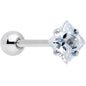 Clear CZ Gem Rhombus Top Barbell Tongue Ring