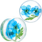 Clear Acrylic Color Pressed Flowers Double Flare Plug Set