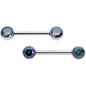 14G 1/2 Vitrail CZ Gem G23 Titanium Threadless Nipple Ring Set