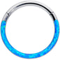 16G 3/8 Blue Synthetic Opal Implant Grade Titanium Segment Ring
