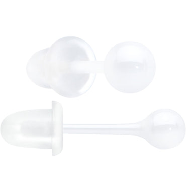 4mm White Ceramic Ball Stud Earrings 18G