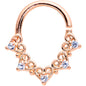 16G 5/16 Clear CZ Gem Rose Gold Tone Heart Filigree Closure Ring