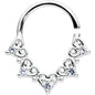 18G 5/16 Clear CZ Gem Heart Filigree Cartilage Closure Ring