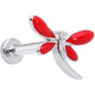 16G 1/4 Dragonfly Red Wings Internally Threaded Labret Tragus