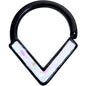 16G 5/16 White Faux Opal Black Chevron Cartilage Closure Ring