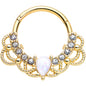 16G 3/8 White Faux Opal Gold Tone Lace Lover Hinged Segment Ring