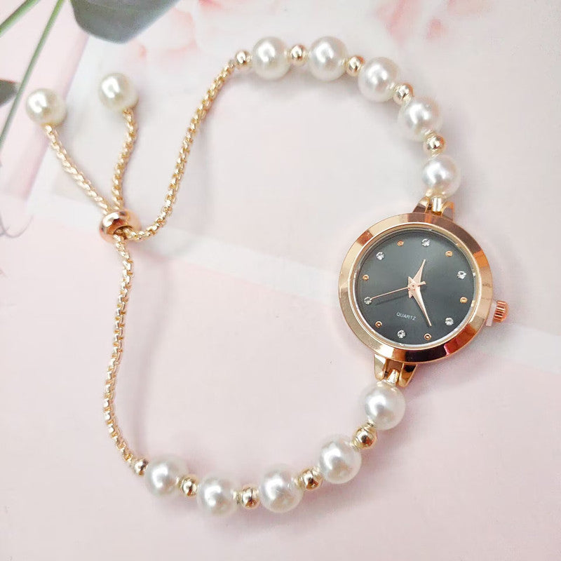 New Pearl Bracelet Watch Womens Quartz Watch