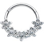 16G 3/8 Clear Gem Foxy Floral Hinged Segment Ring
