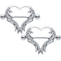 14G 3/4 Clear Gem Rock and Roll Heart Nipple Shield Set