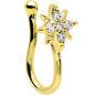 Clear Gem Gold Tone Compass Star Clip On Fake Nose Ring
