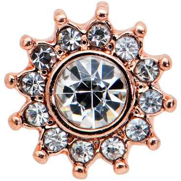 16G 1/4 Clear Gem Rose Gold Tone Stylish Sun Labret Monroe Tragus