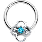 16G 3/8 Blue Gem Celtic Knot Hinged Segment Ring