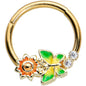 16G 3/8 Clear CZ Gem Gold Tone Sun Butterfly Hinged Segment Ring
