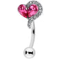 Clear Pink Gem Curve Heart Valentines Day Top Mount Belly Ring