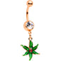 Clear Gem Rose Gold Tone Tiny Ladybug Leaves Dangle Belly Ring