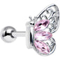 16G 1/4 Pink Gem Lacy Butterfly Cartilage Tragus Earring