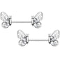 14G 9/16 Clear Gem Lacy Butterfly Barbell Nipple Ring Set
