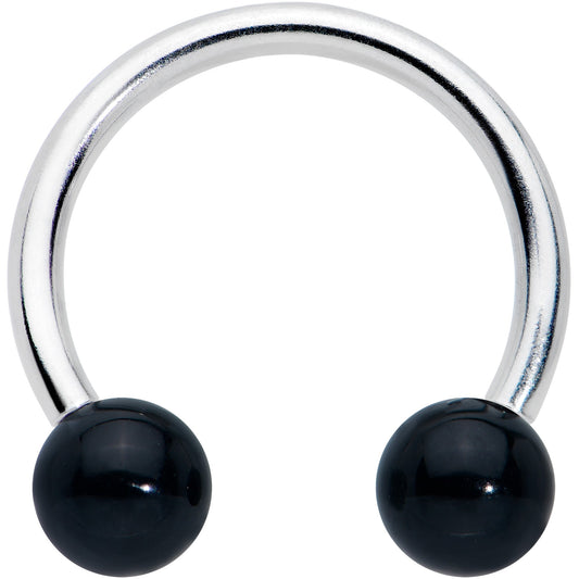 16G 3/8 Black Stone Ball End Internally Threaded Horseshoe