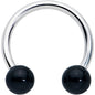 16G 3/8 Black Stone Ball End Internally Threaded Horseshoe