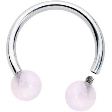 16G 3/8 Pink Stone Ball End Internally Threaded Horseshoe