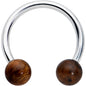 16G 3/8 Brown Stone Ball Ends Internally Threaded Horseshoe