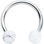 16G 3/8 White Stone Ball End Internally Threaded Horseshoe