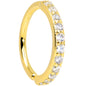 16G 3/8 Clear CZ Gem Gold Tone Forward Facing Closure Ring