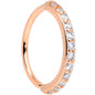 18G 3/8 Clear CZ Gem Rose Gold Tone Forward Facing Closure Ring