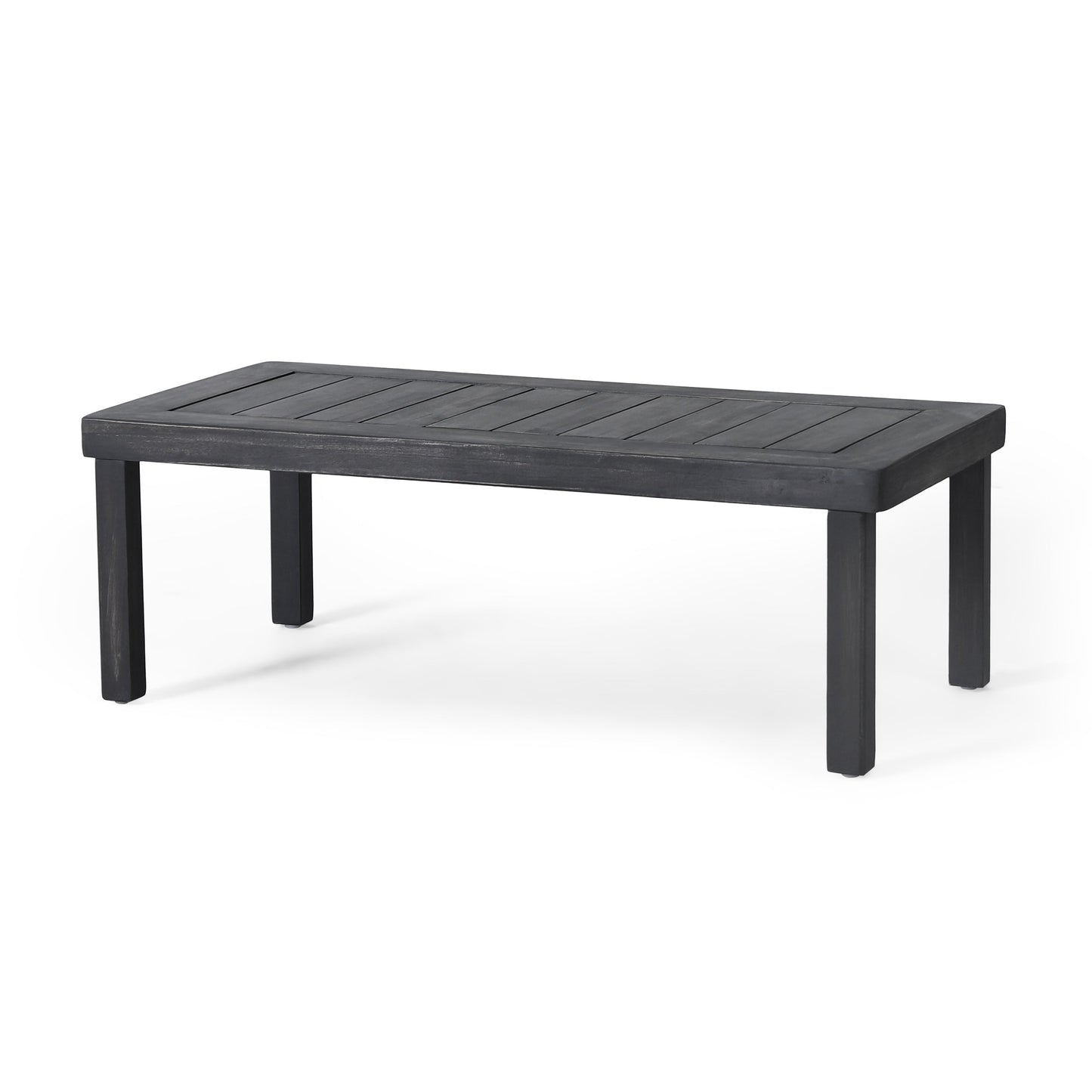 Outdoor Patio Set Acacia Wood Gray 2 Piece Loveseat Coffee Table Cushions