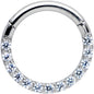 14G 3/8 Clear CZ Gem G23 Titanium Paved Hinged Segment Ring