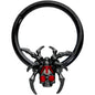 16G 3/8 Red Gem Black Spider Skull Halloween Hinged Segment Ring