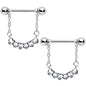 14G 9/16 Clear Gem Link Heart Valentine Dangle Nipple Ring Set