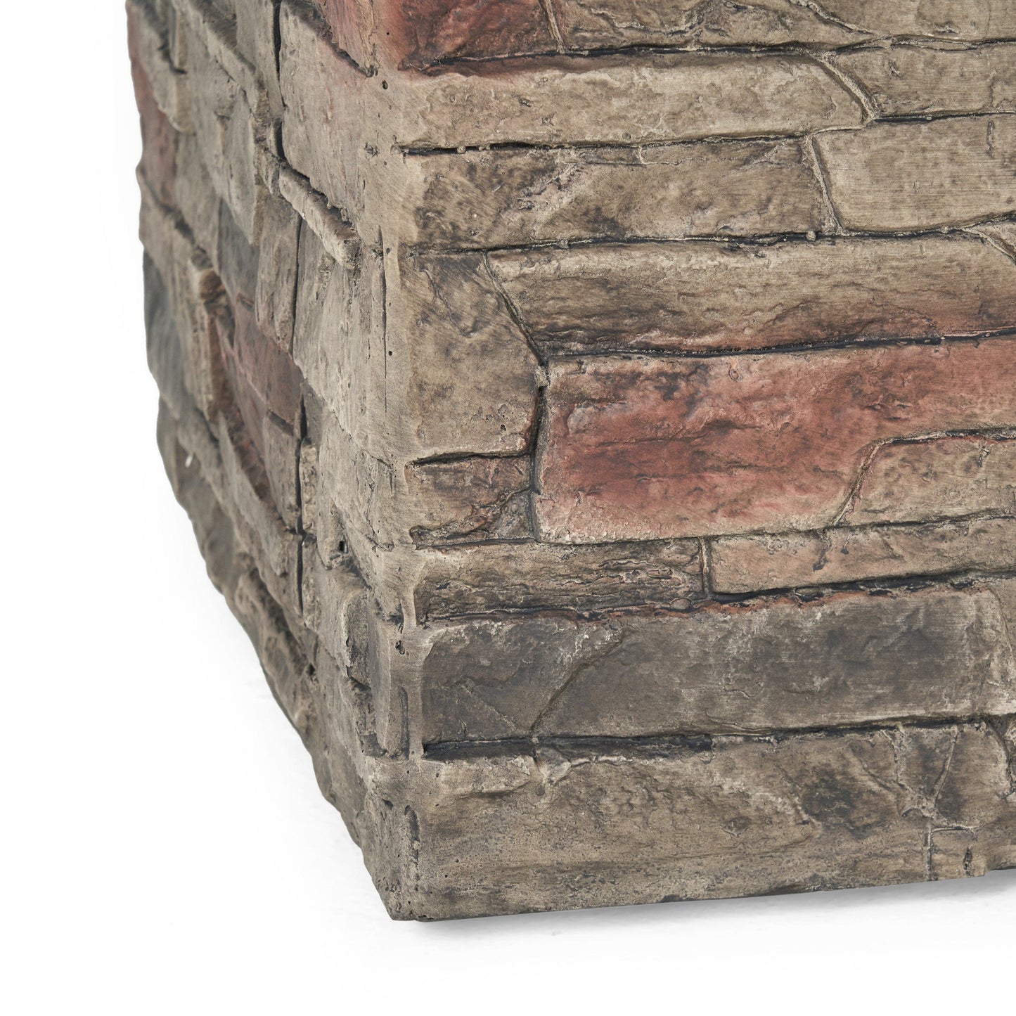 Classic Stone Design 32 Inch Square MGO Fire Pit 40000 BTU, Stone Gray