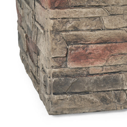 Classic Stone Design 32 Inch Square MGO Fire Pit 40000 BTU, Stone Gray