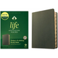 NLT Life Application Study Bible, Third Edition (Genuine Leather, Olive Green, Indexed, Red Letter) - Leather