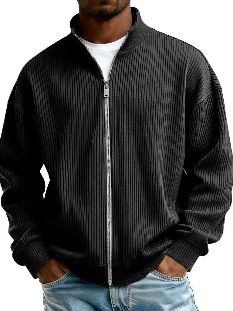 Mens Full-Zip Mock-Neck Sweater New FallWinter Style