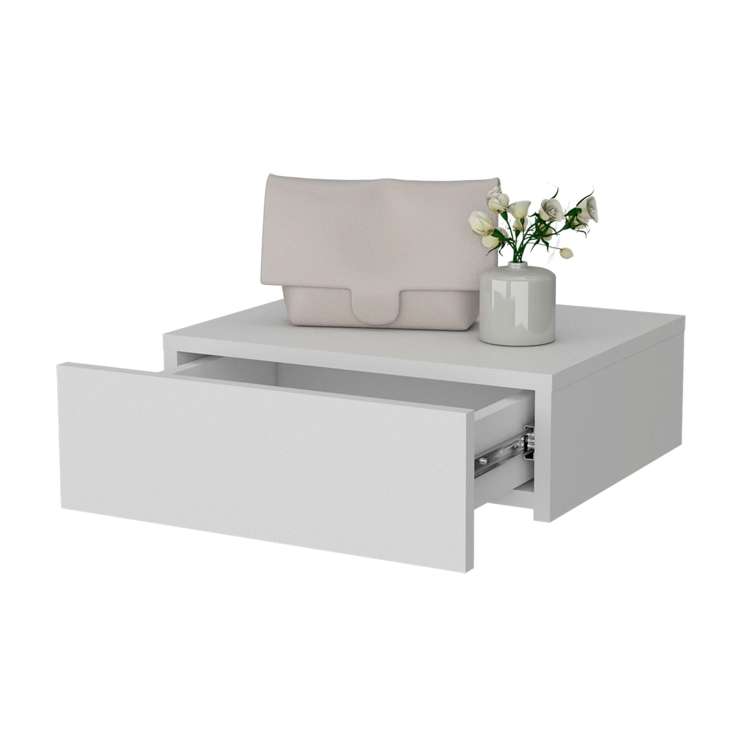 White Wall-Mounted Floating Nightstand