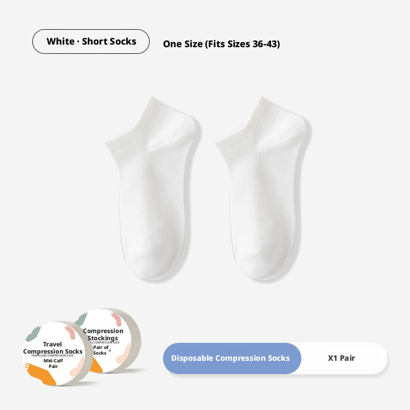 Travel compression socks-medium tube-gray-polyester cotton-1 pair