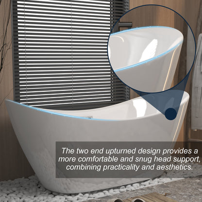 Modern Acrylic Freestanding Tub, Gloss White, Chrome Overflow and Pop-Up Drain