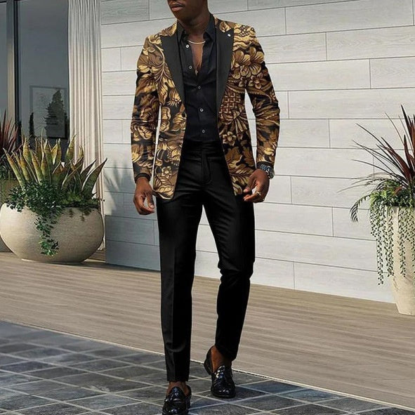 Mens Business-Casual Suit Pants Two-Piece Set