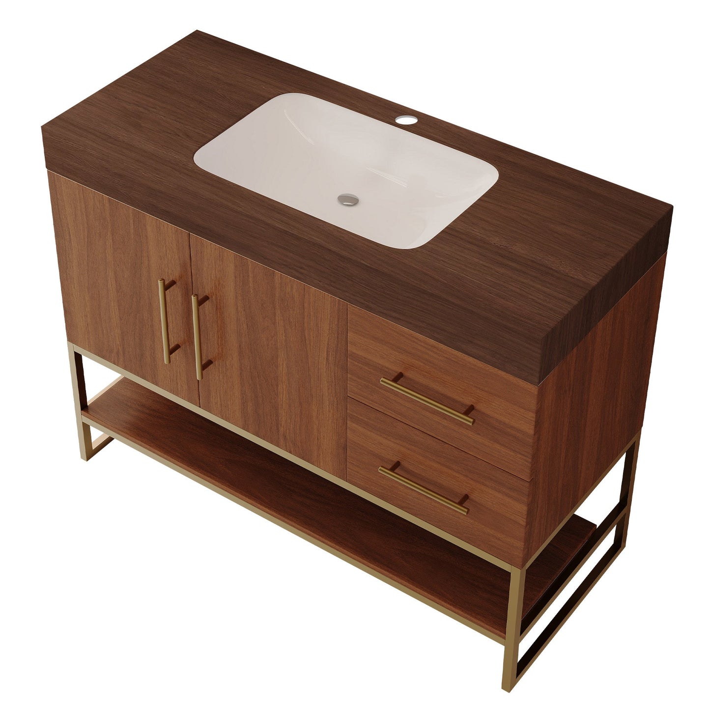 36' Modern Free-Standing Bathroom Vanity with Seamless Ceramic Sink & Sintered Stone Top