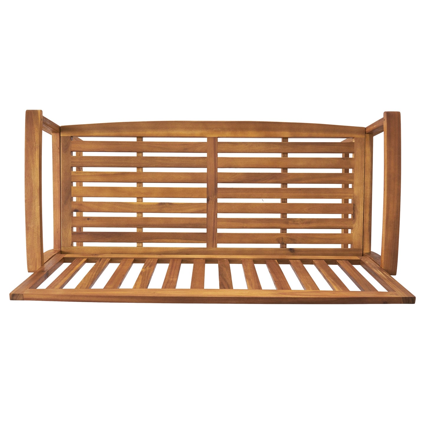 Outdoor Bench Acacia Wood Teak Finish Farmhouse Backrest 48.82x23.62 In 250 LB